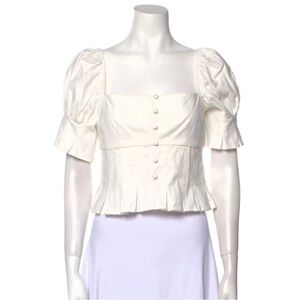 Reformation square neckline short sleeve crop top in white